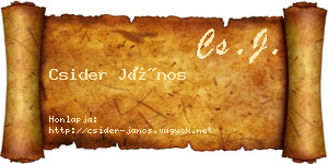 Csider János névjegykártya